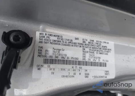 2014 Ford Focus Se from USA, damaged, VIN 1FADP3K27EL374971